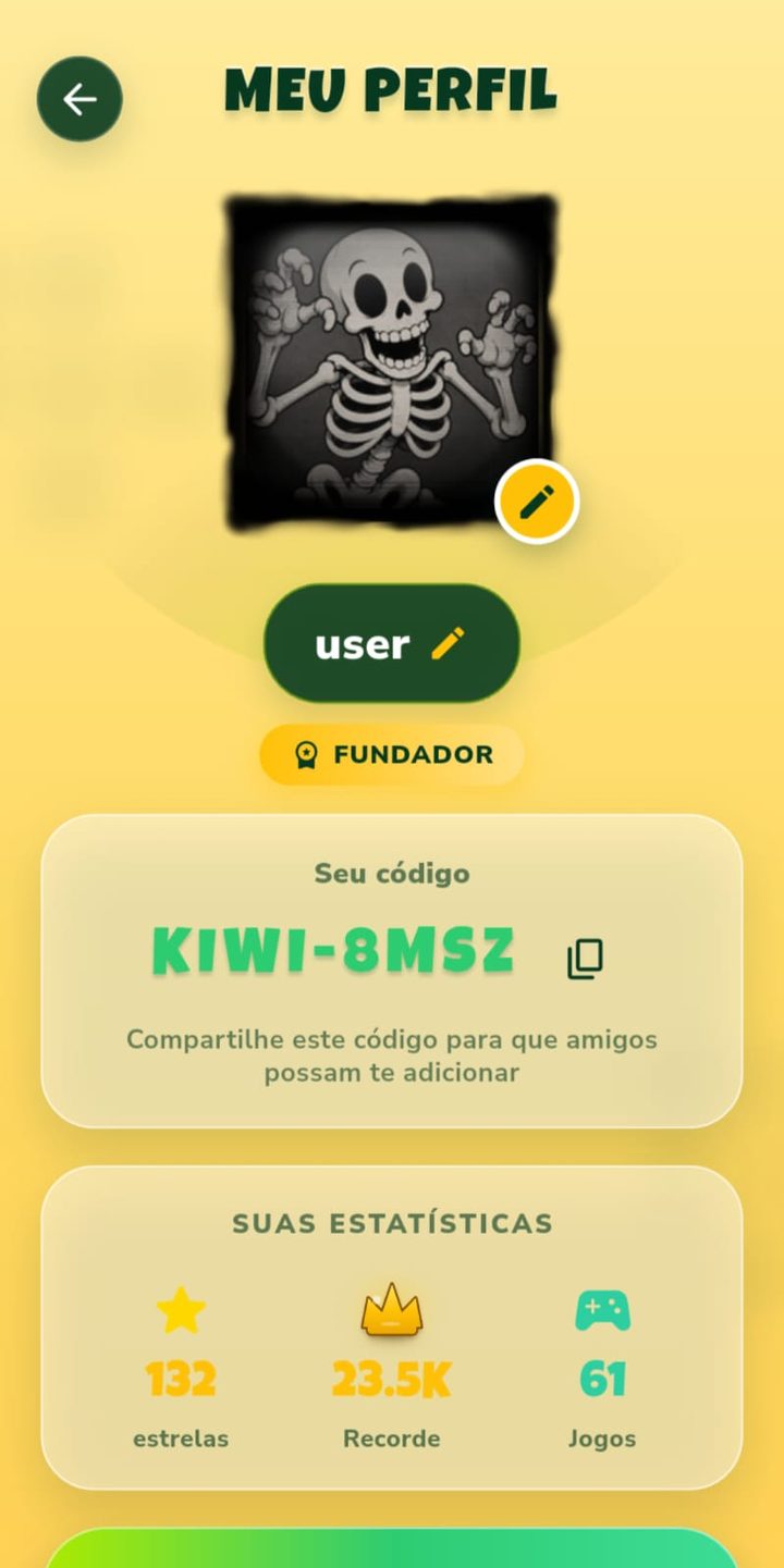 Perfil com estatísticas e código de amigo